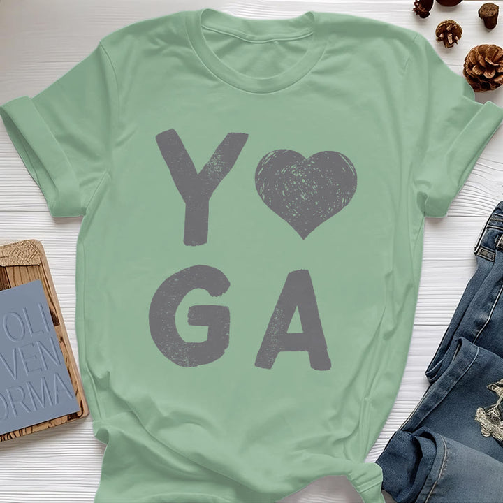 Camiseta con estampado de corazón de yoga de Olivenorma