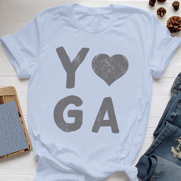 Camiseta con estampado de corazón de yoga de Olivenorma