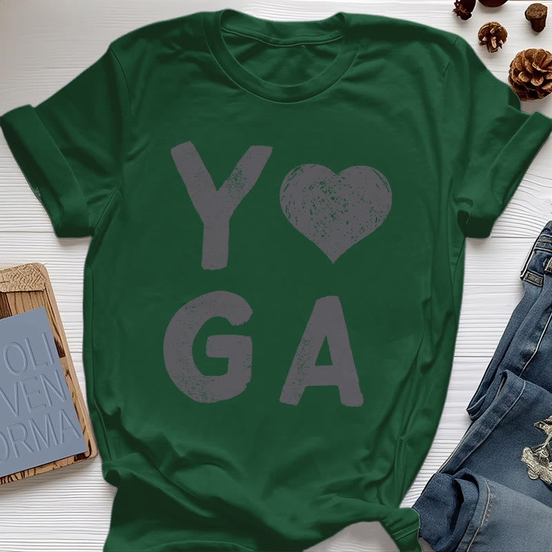 Camiseta con estampado de corazón de yoga de Olivenorma