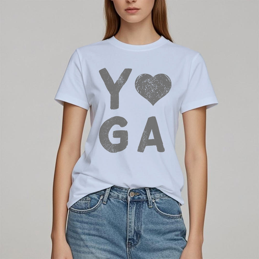 Camiseta con estampado de corazón de yoga de Olivenorma