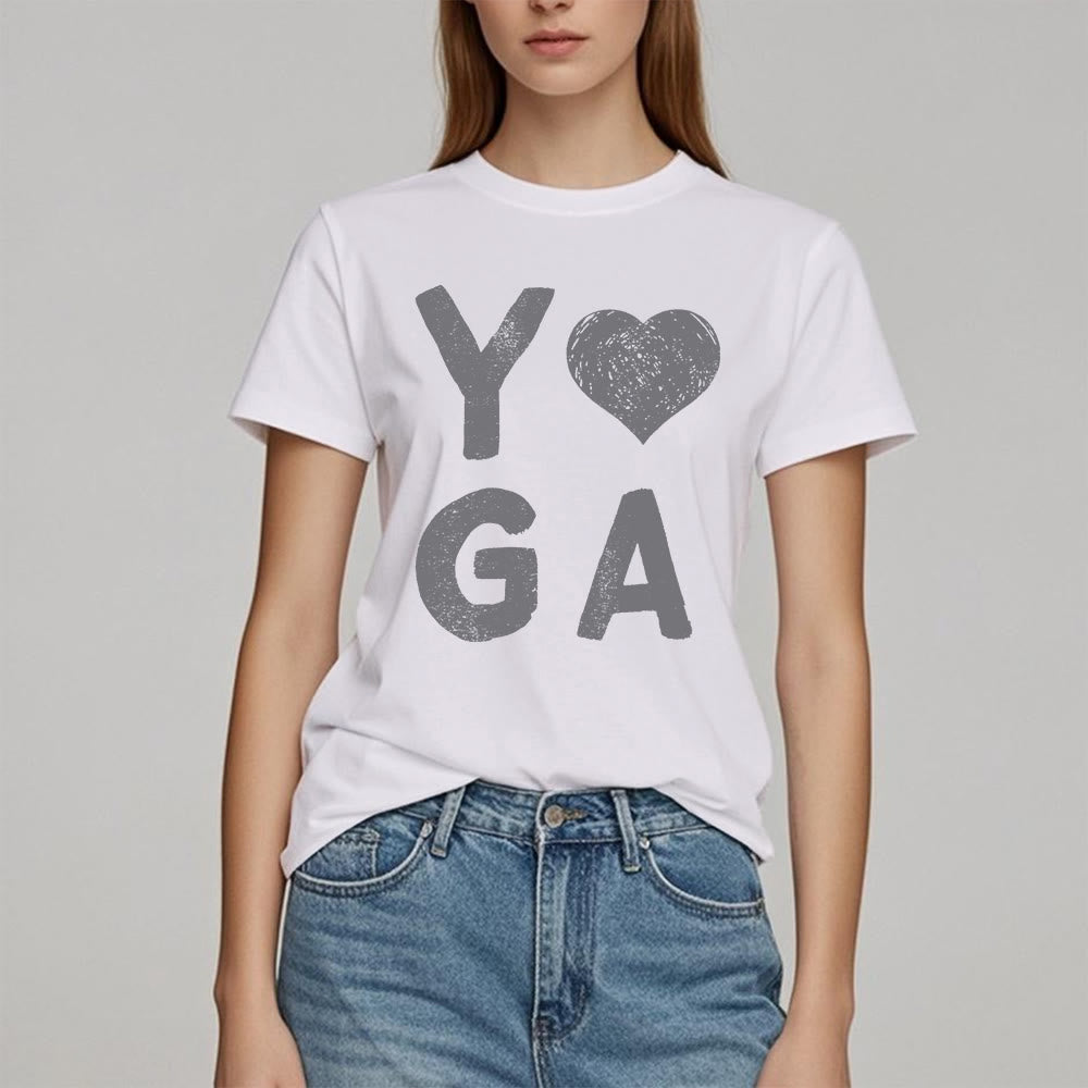 Camiseta con estampado de corazón de yoga de Olivenorma
