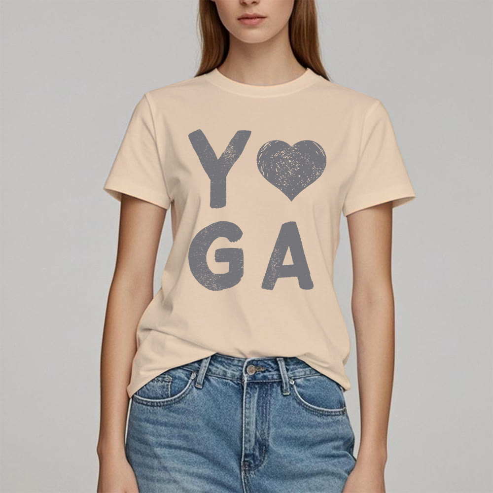 Camiseta con estampado de corazón de yoga de Olivenorma