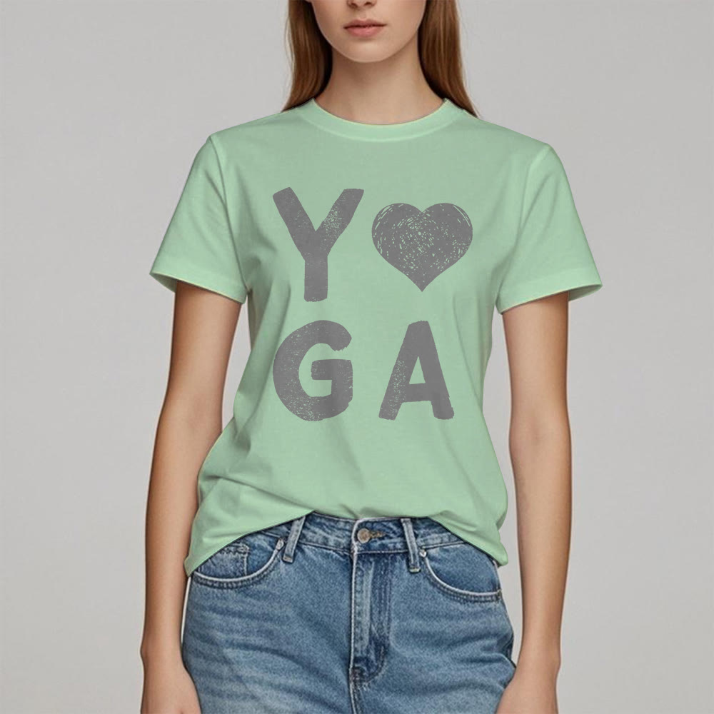 Camiseta con estampado de corazón de yoga de Olivenorma