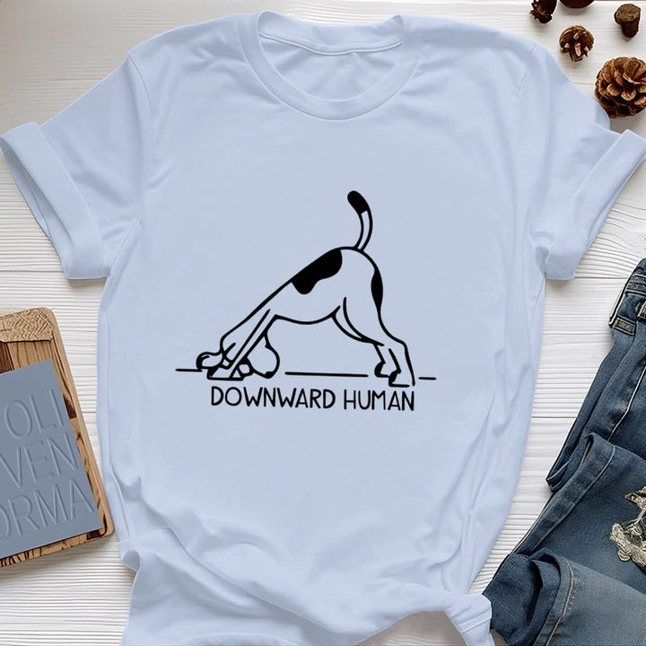 Camiseta con estampado de meditación y yoga con perro Olivenorma