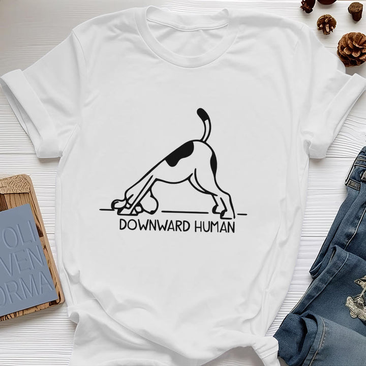Camiseta con estampado de meditación y yoga con perro Olivenorma