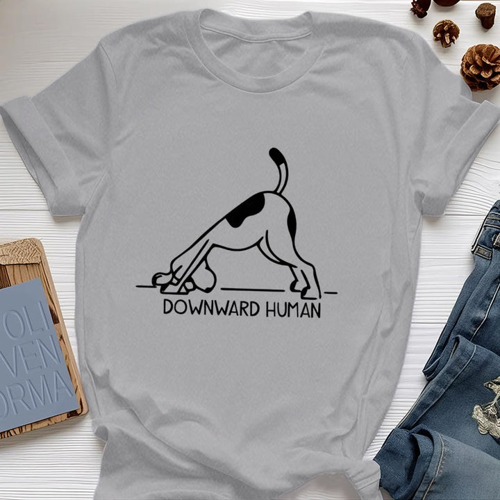 Camiseta con estampado de meditación y yoga con perro Olivenorma