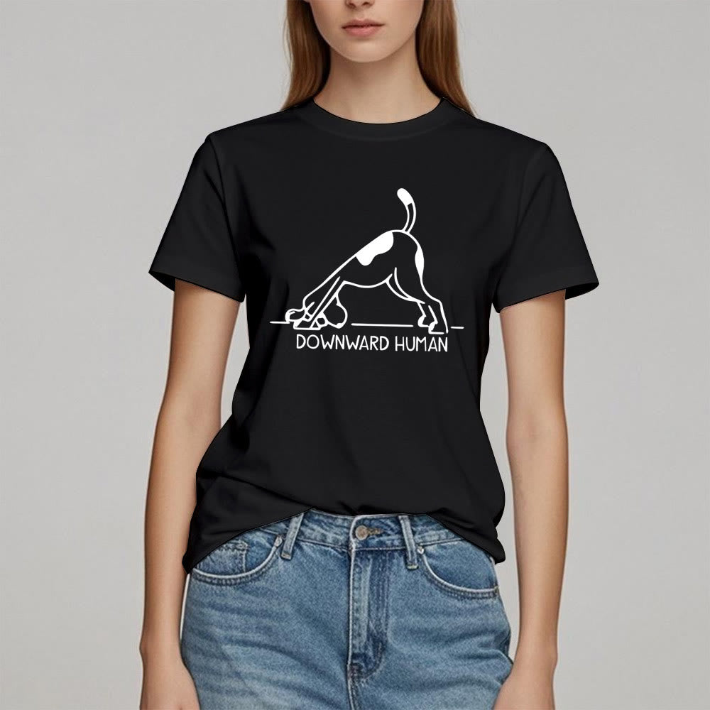 Camiseta con estampado de meditación y yoga con perro Olivenorma