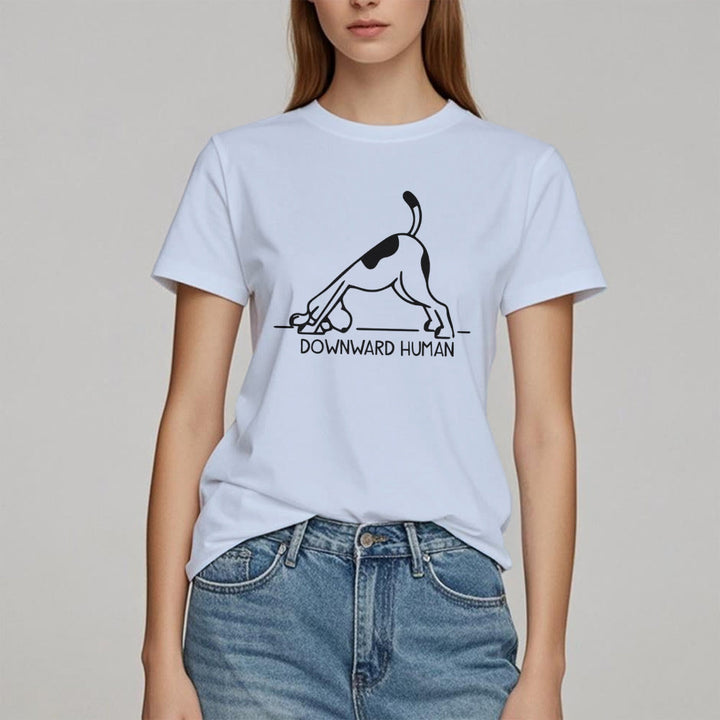 Camiseta con estampado de meditación y yoga con perro Olivenorma