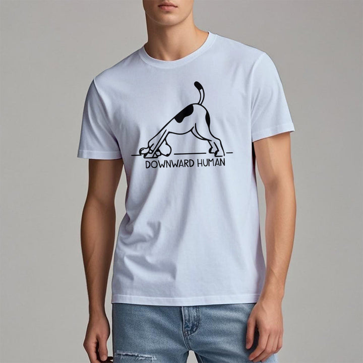 Camiseta con estampado de meditación y yoga con perro Olivenorma