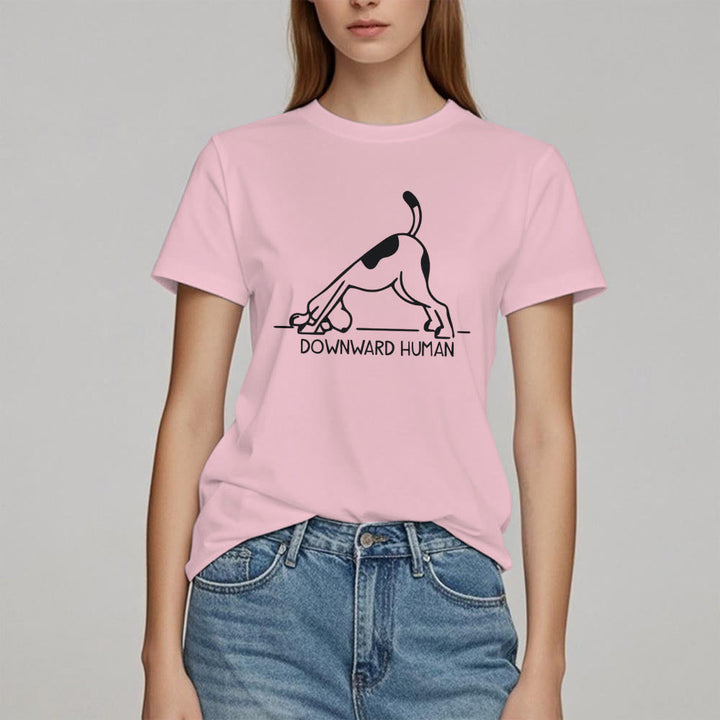 Camiseta con estampado de meditación y yoga con perro Olivenorma
