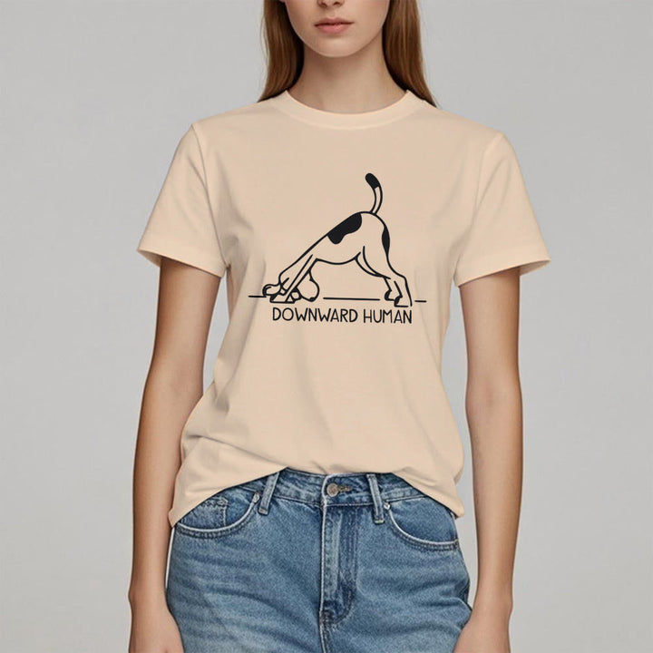 Camiseta con estampado de meditación y yoga con perro Olivenorma