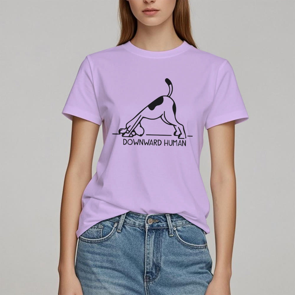 Camiseta con estampado de meditación y yoga con perro Olivenorma