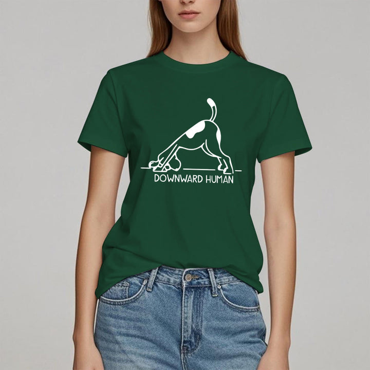 Camiseta con estampado de meditación y yoga con perro Olivenorma