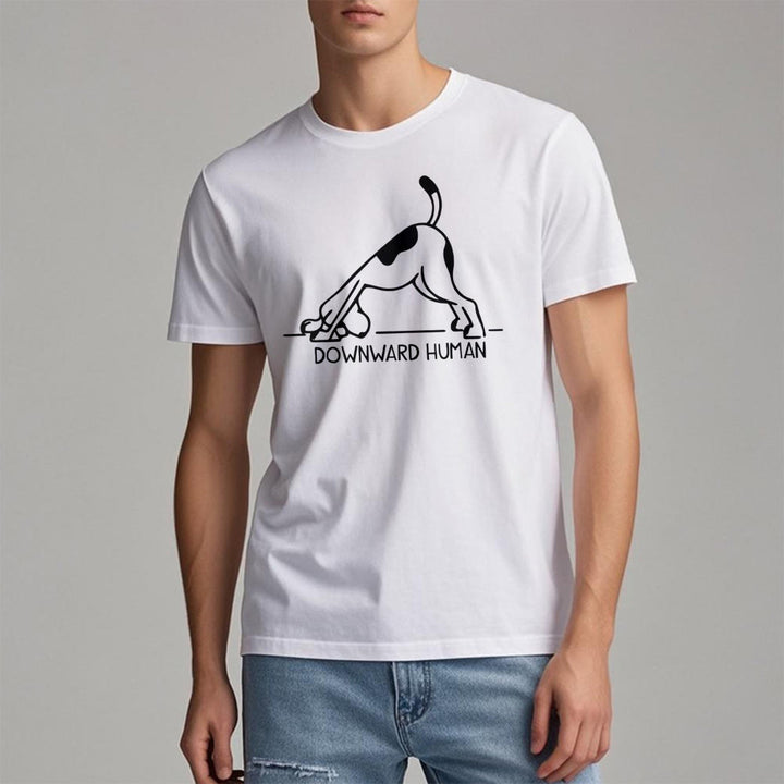 Camiseta con estampado de meditación y yoga con perro Olivenorma