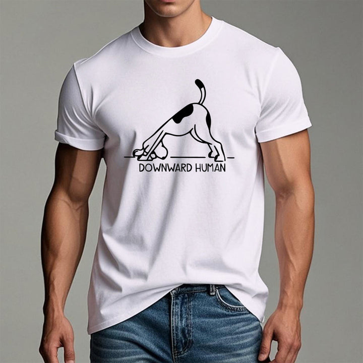 Camiseta con estampado de meditación y yoga con perro Olivenorma