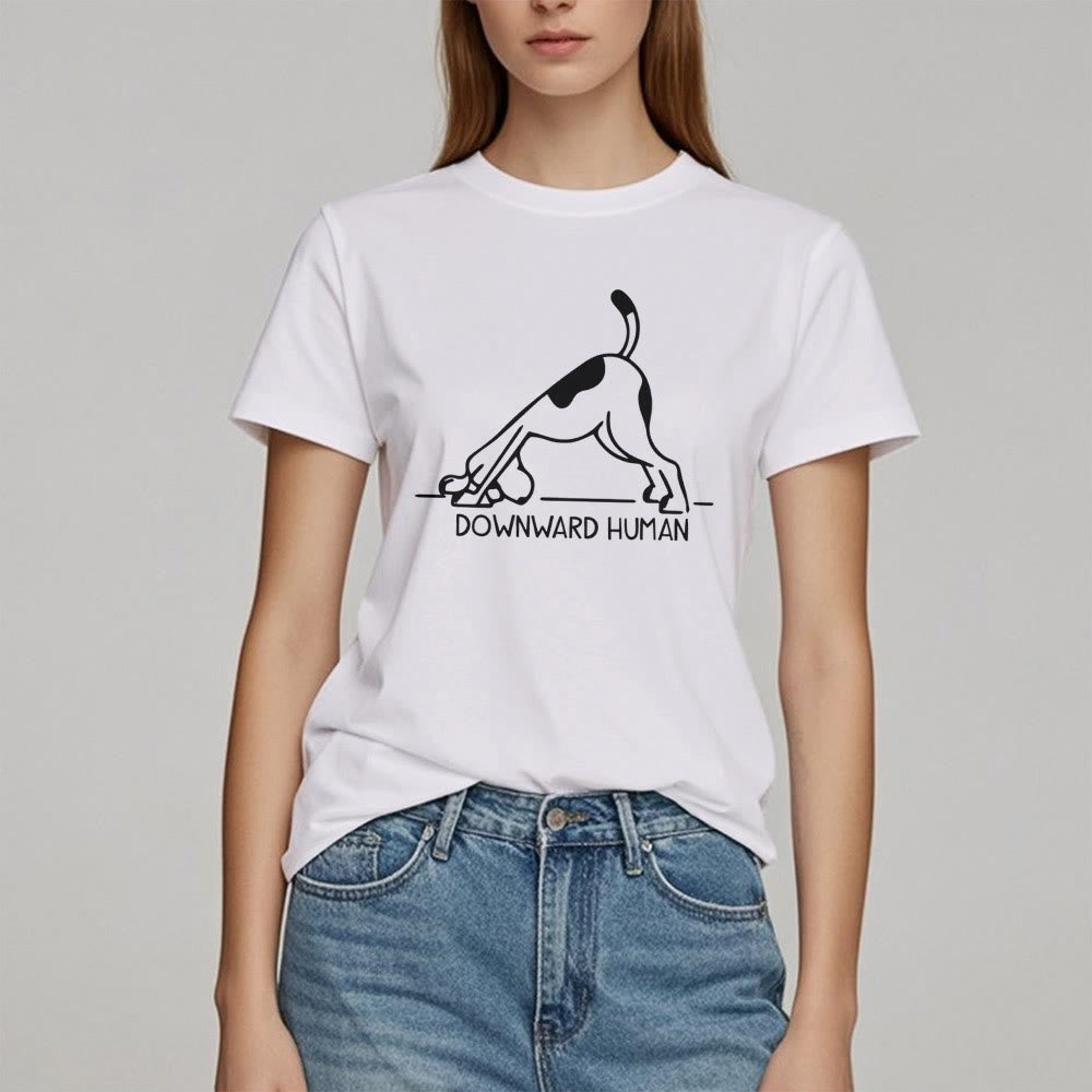 Camiseta con estampado de meditación y yoga con perro Olivenorma