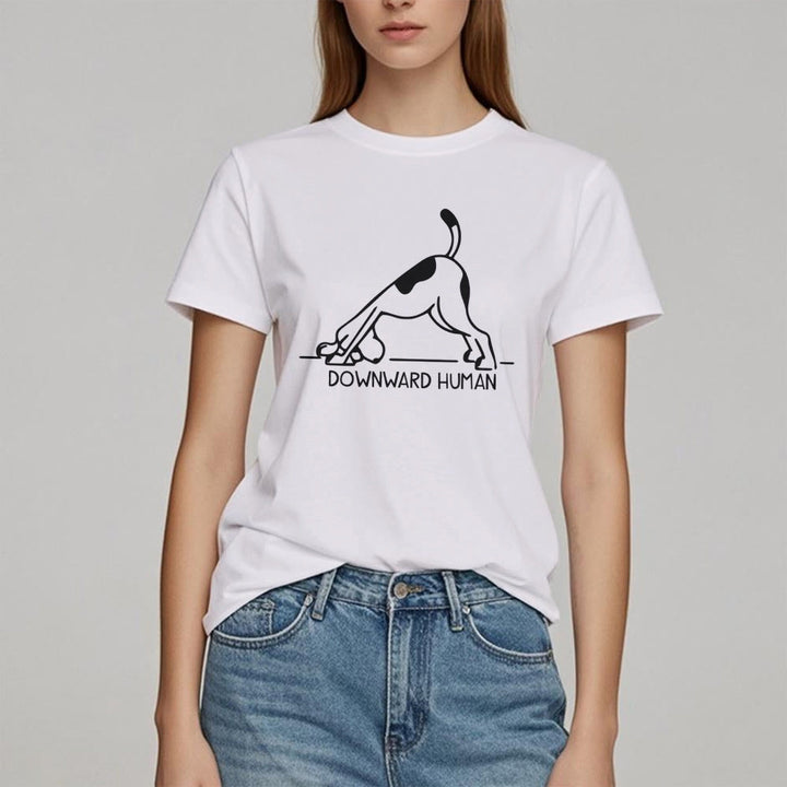 Camiseta con estampado de meditación y yoga con perro Olivenorma