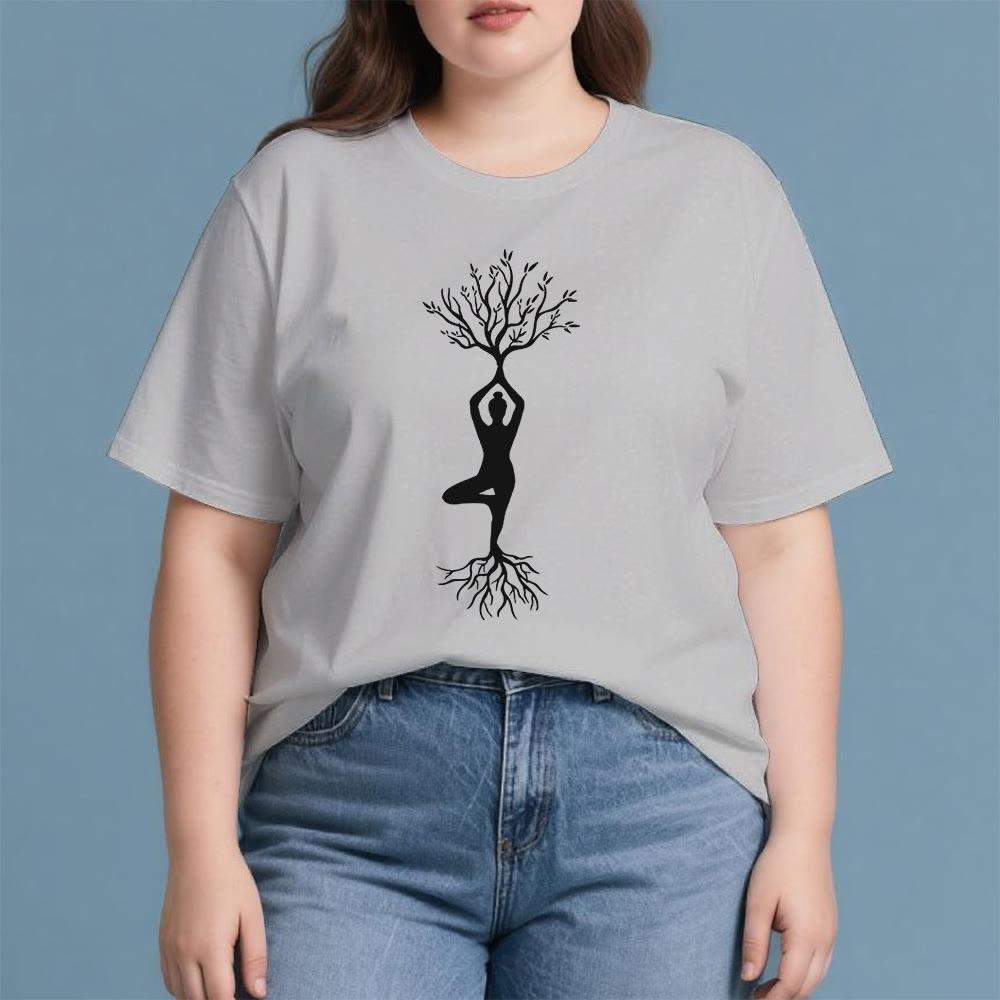 Camiseta Olivenorma con la postura del árbol de yoga con raíces
