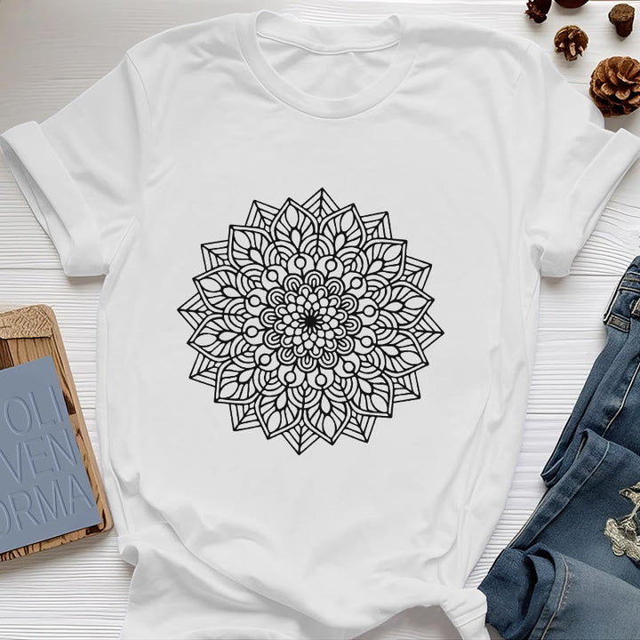 Camiseta con mandala de flor de loto de Olivenorma