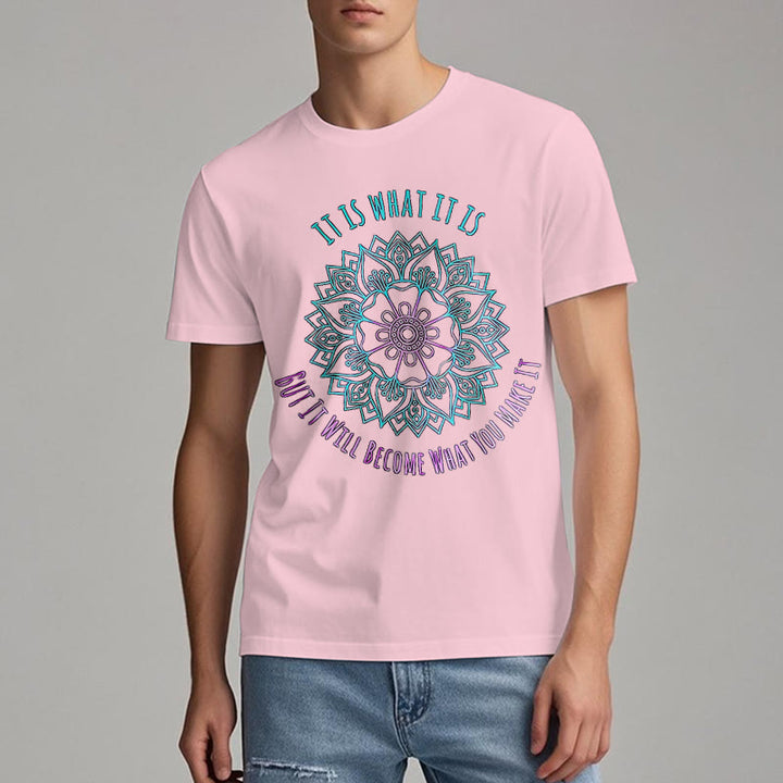 Camiseta Olivenorma "It Is What It Is" con frase de mandala