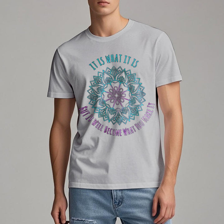 Camiseta Olivenorma "It Is What It Is" con frase de mandala