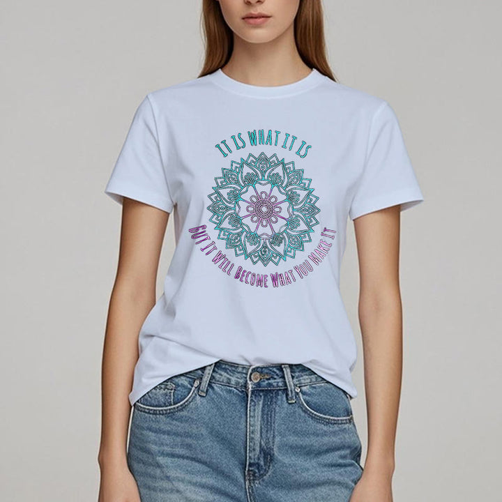 Camiseta Olivenorma "It Is What It Is" con frase de mandala