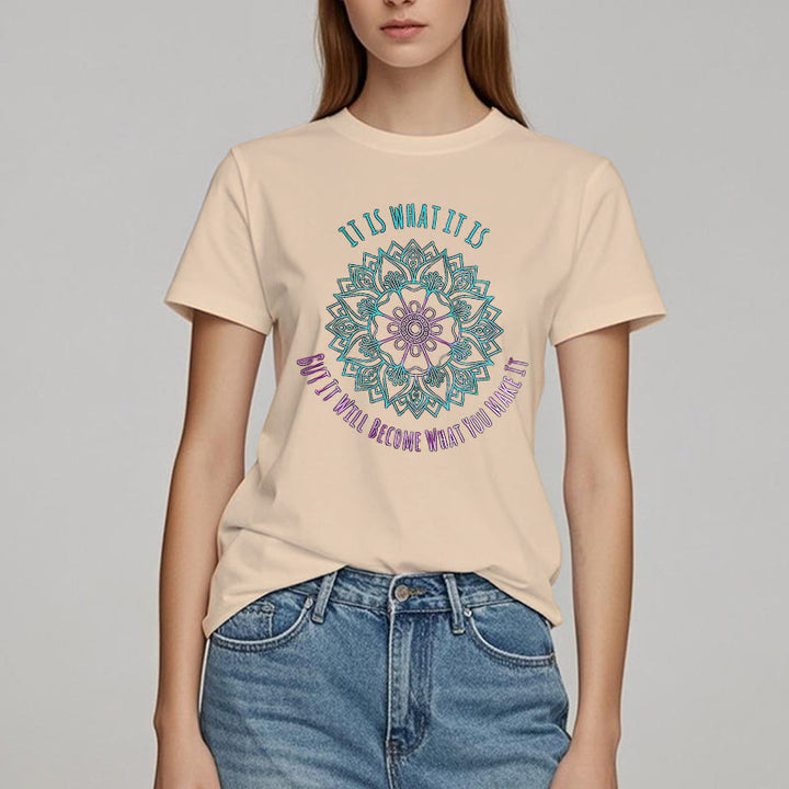 Camiseta Olivenorma "It Is What It Is" con frase de mandala