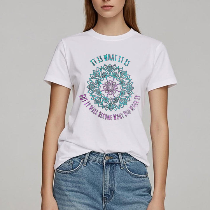 Camiseta Olivenorma "It Is What It Is" con frase de mandala
