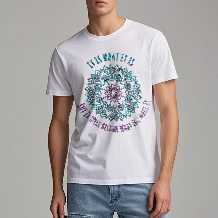 Camiseta Olivenorma "It Is What It Is" con frase de mandala