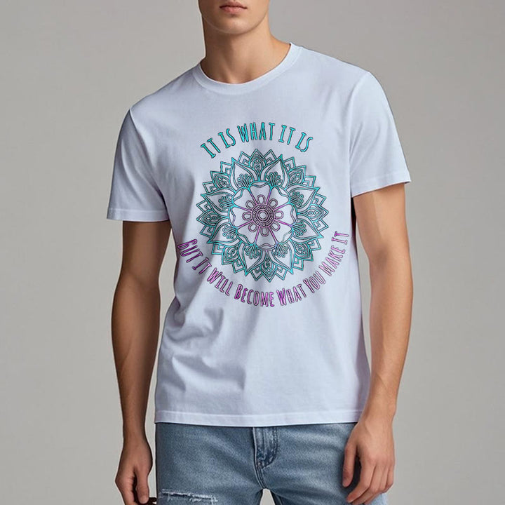 Camiseta Olivenorma "It Is What It Is" con frase de mandala