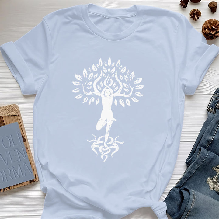 Camiseta con árbol zen y flores de Olivenorma