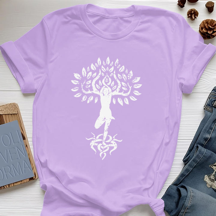 Camiseta con árbol zen y flores de Olivenorma