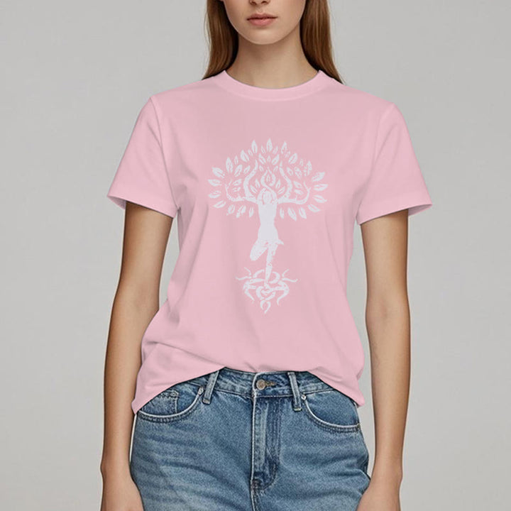 Camiseta con árbol zen y flores de Olivenorma