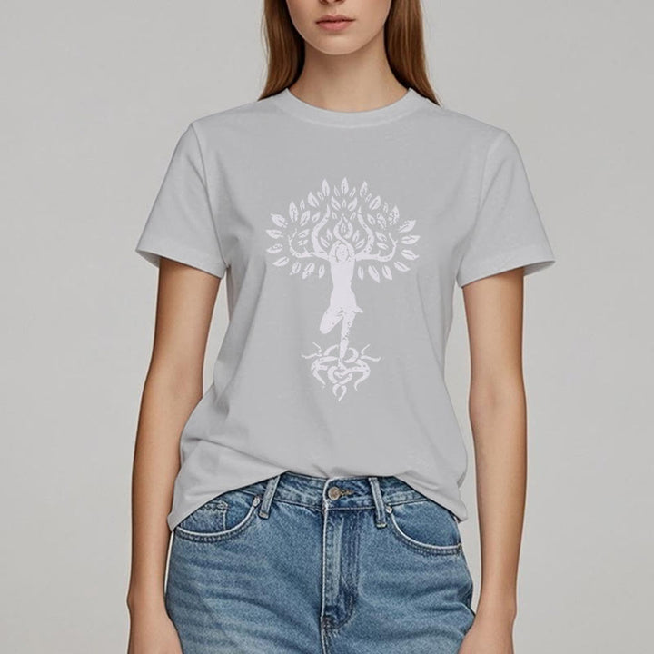 Camiseta con árbol zen y flores de Olivenorma