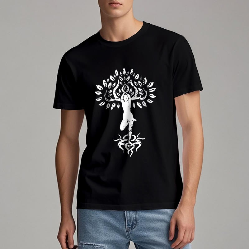Camiseta con árbol zen y flores de Olivenorma