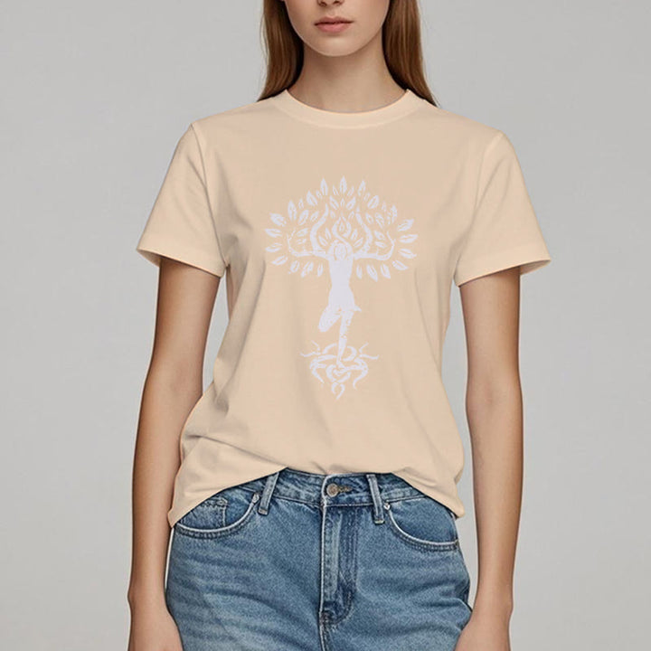 Camiseta con árbol zen y flores de Olivenorma