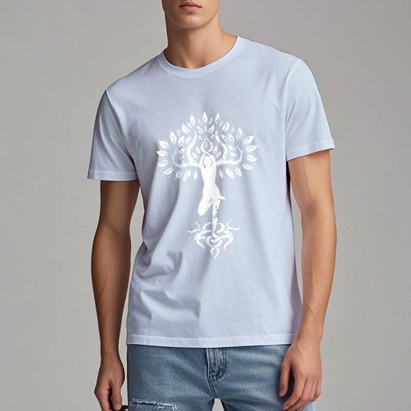 Camiseta con árbol zen y flores de Olivenorma