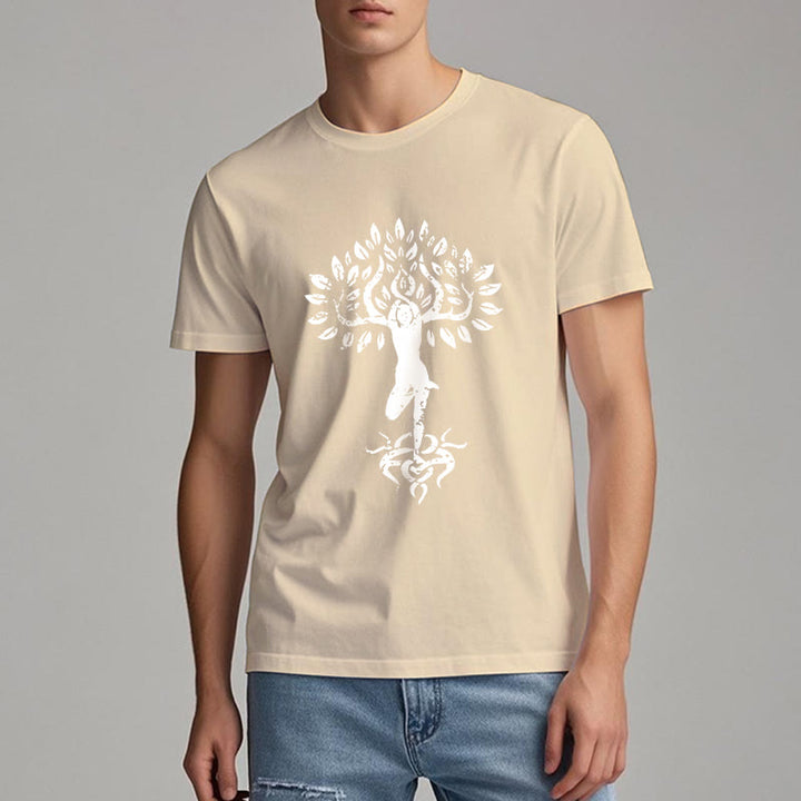Camiseta con árbol zen y flores de Olivenorma