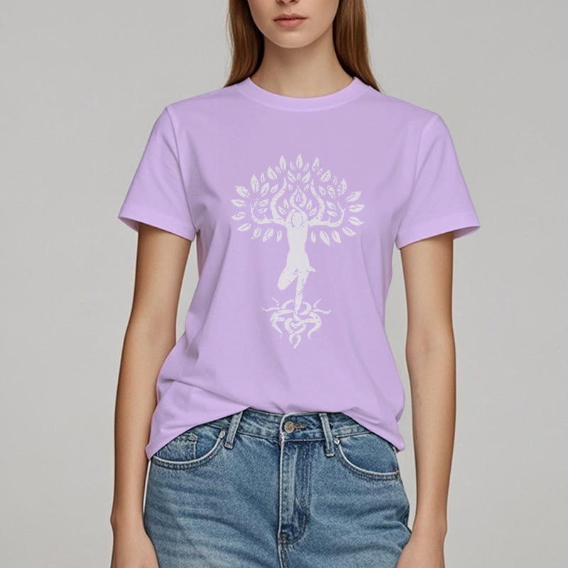 Camiseta con árbol zen y flores de Olivenorma