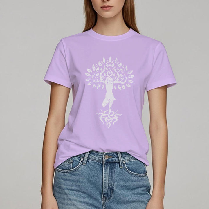 Camiseta con árbol zen y flores de Olivenorma