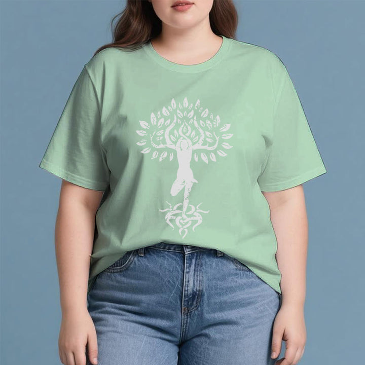 Camiseta con árbol zen y flores de Olivenorma