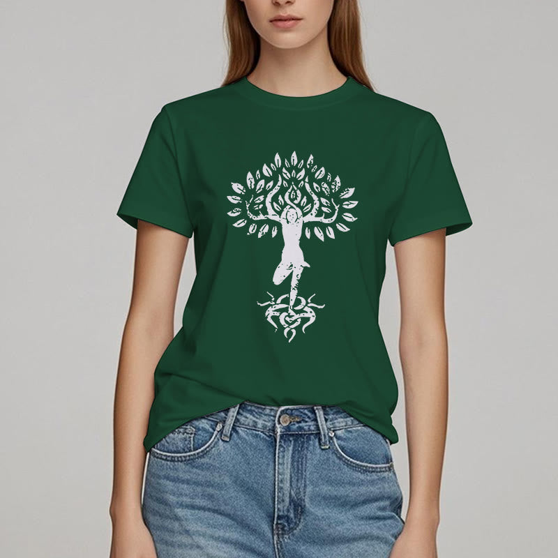 Camiseta con árbol zen y flores de Olivenorma