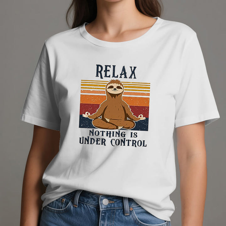 Camiseta de algodón retro con perezoso relajado de Olivenorma