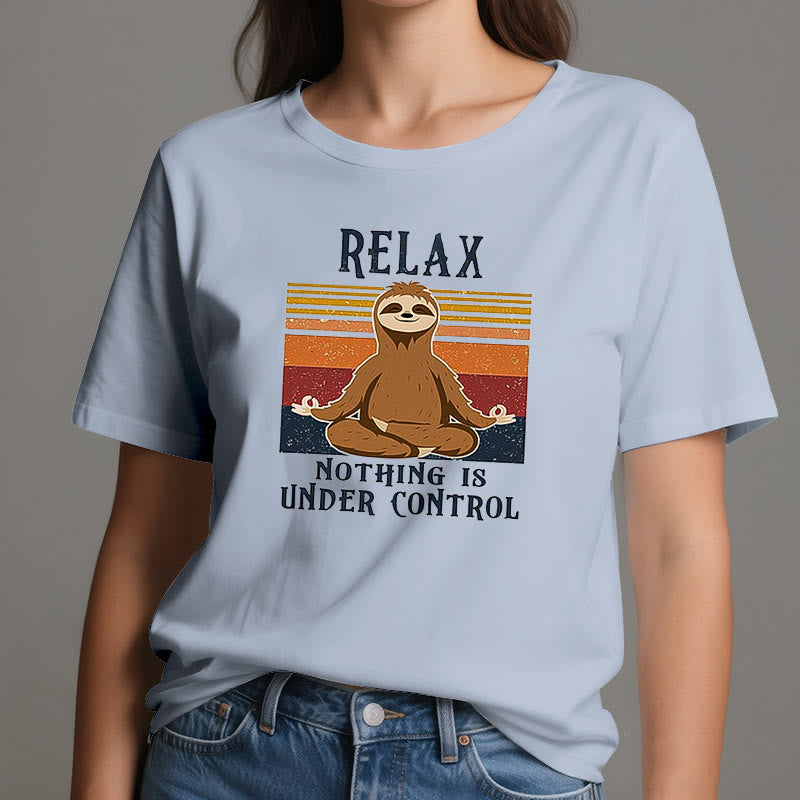 Camiseta de algodón retro con perezoso relajado de Olivenorma