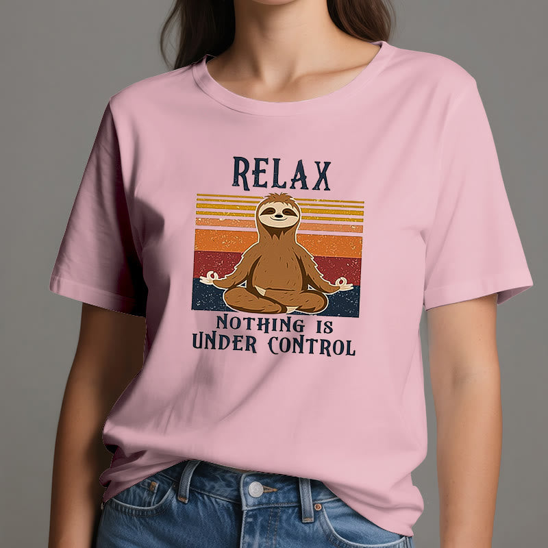 Camiseta de algodón retro con perezoso relajado de Olivenorma