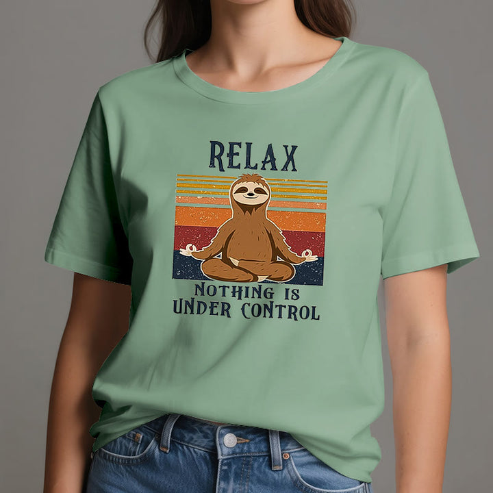 Camiseta de algodón retro con perezoso relajado de Olivenorma