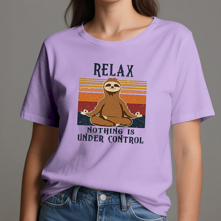 Camiseta de algodón retro con perezoso relajado de Olivenorma