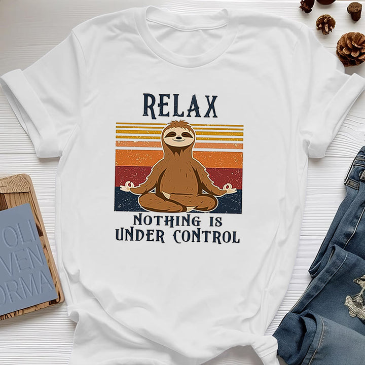 Camiseta de algodón retro con perezoso relajado de Olivenorma