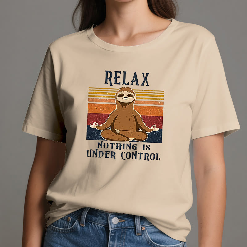 Camiseta de algodón retro con perezoso relajado de Olivenorma