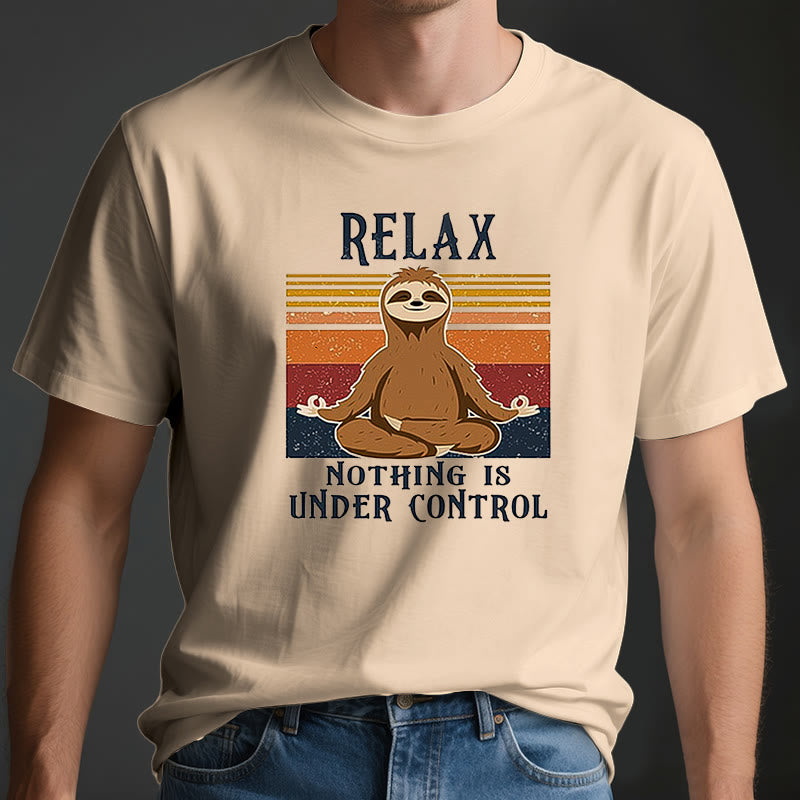 Camiseta de algodón retro con perezoso relajado de Olivenorma